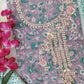 FLORAL PRINTED COTTON GOTA PATTI SUIT WITH CHIFFON DUPATTA