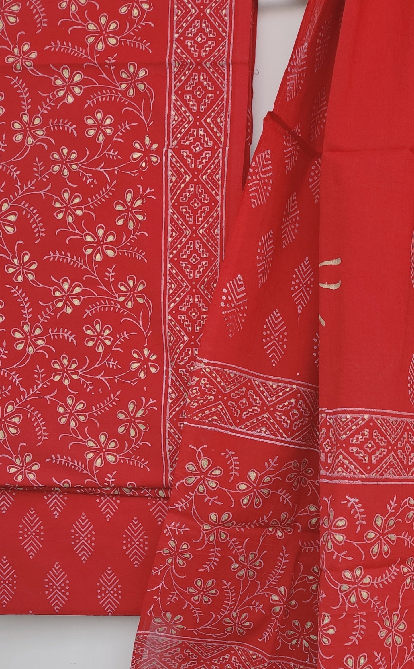 Block Printed Cotton Suit with Mulmul dupatta