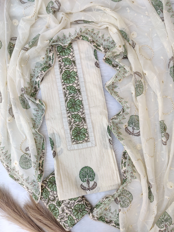 NEW LAUNCH            Exclusive Hand Block Printed Cotton Neck Work Suits with Embroidery mulmul Dupatta