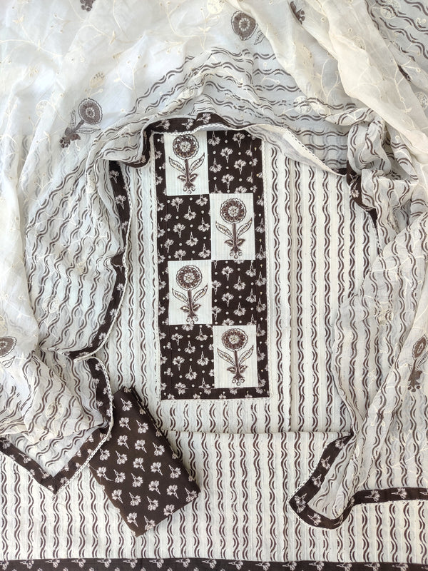 NEW LAUNCH            Exclusive Hand Block Printed Cotton Neck Work Suits with Embroidery mulmul Dupatta