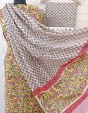 Cotton Block Printed Cotton Suit with mulmul cotton Dupatta