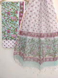 Hand Block Printed Cotton Suit with Cotton Kota Doria dupatta