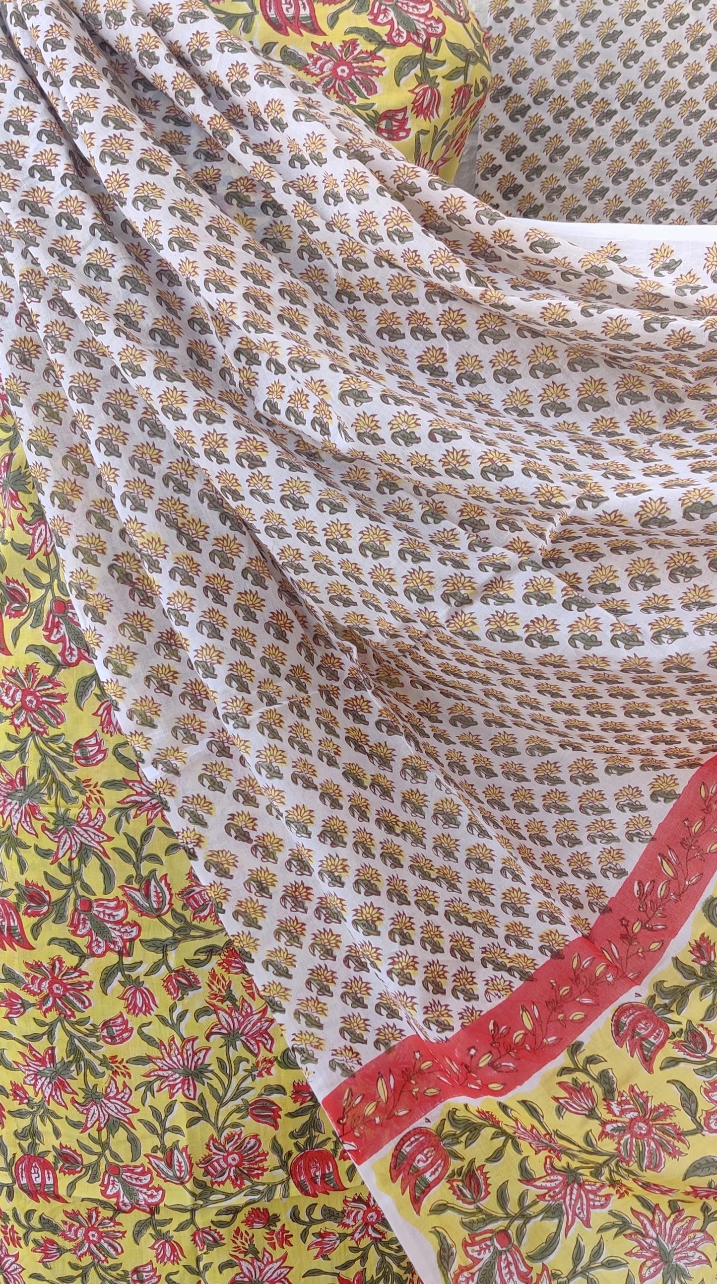 Cotton Block Printed Cotton Suit with mulmul cotton Dupatta