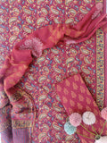 Hand Block Printed Cotton Suit with Cotton Kota Doria dupatta