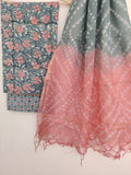 BLOCK PRINTED COTTON SUIT WITH LEHRIYA KOTA DORIA DUPATTA