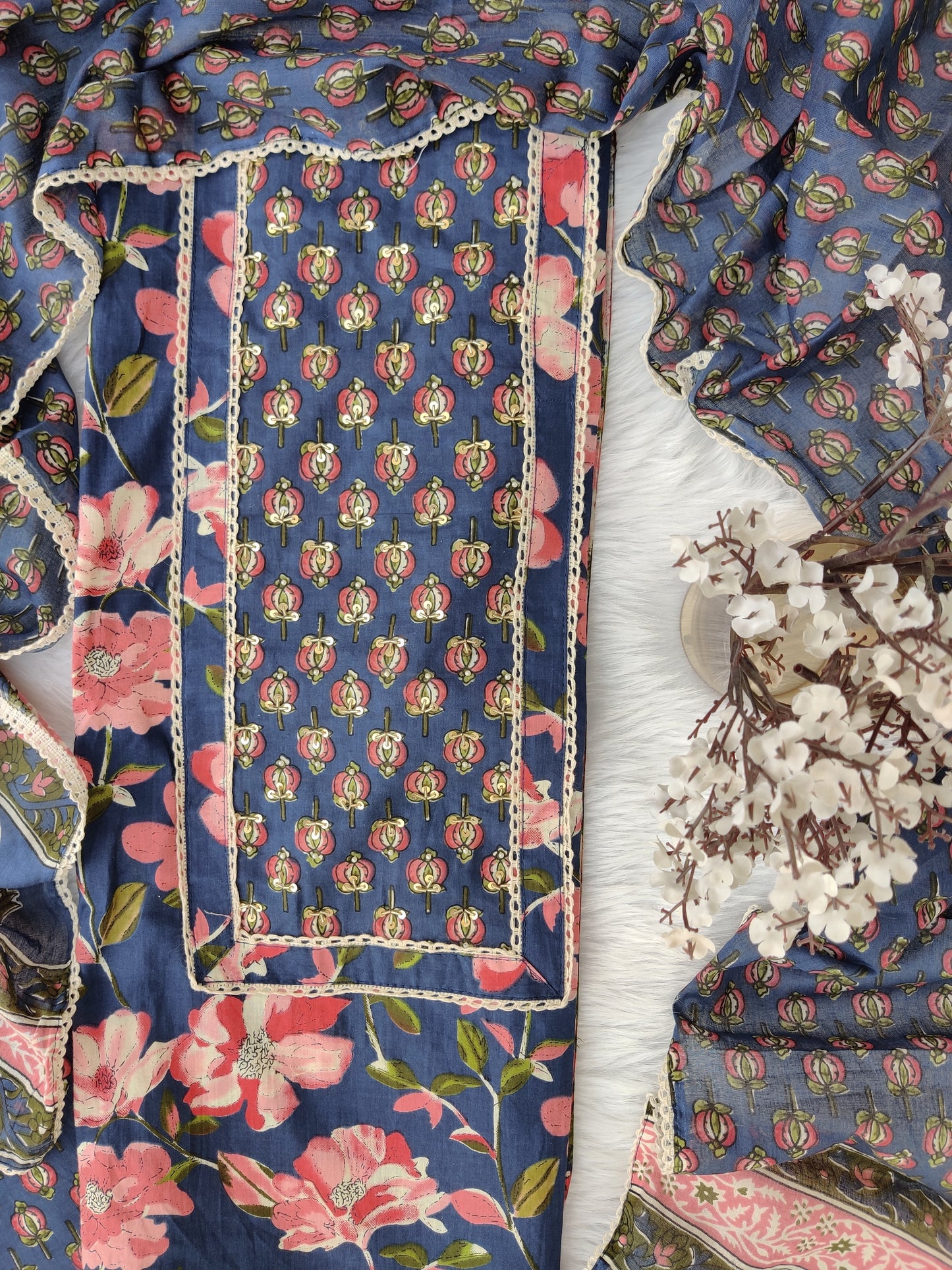 Exclusive Cotton Printed Neck Work Suits with mulmul dupatta2