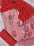 FLORAL PRINTED COTTON GOTA PATTI SUIT WITH CHIFFON DUPATTA