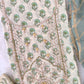 HANDBLOCK PRINTED GOTA PATTI NECK WORK SUITS WITH LEHRIYA KOTA DORIA DUPATTA