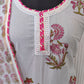 HANDBLOCK PRINTED NECK WORK SUITS WITH KOTA DORIA DUPATTA