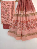 Hand Block Printed Cotton Suit With Mulmul Cotton Dupatta