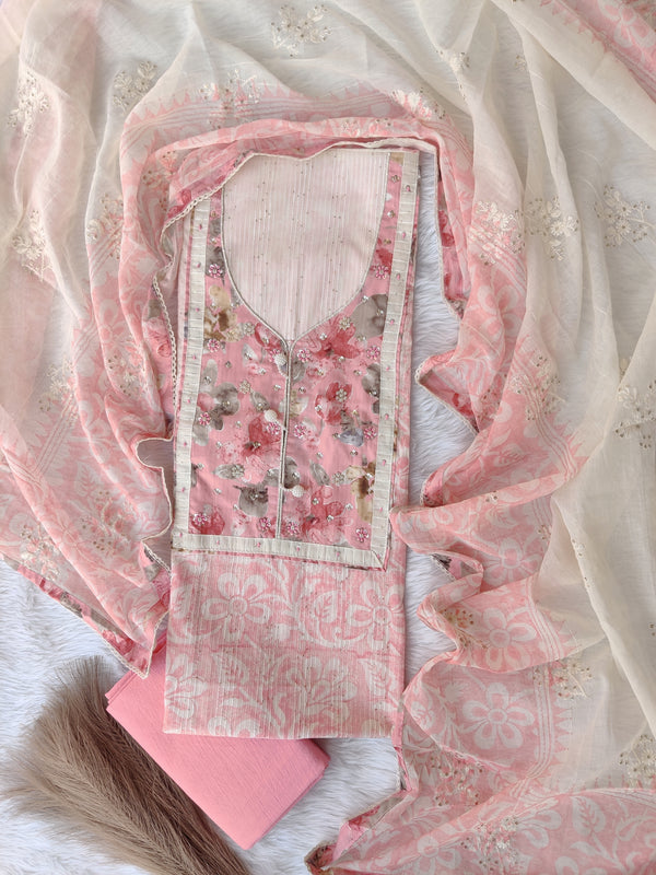 NEW LAUNCH            Exclusive Hand Block Printed Cotton Neck Work Suits with Embroidery mulmul Dupatta