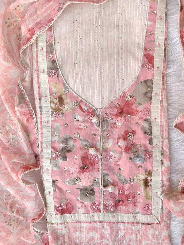 NEW LAUNCH            Exclusive Hand Block Printed Cotton Neck Work Suits with Embroidery mulmul Dupatta