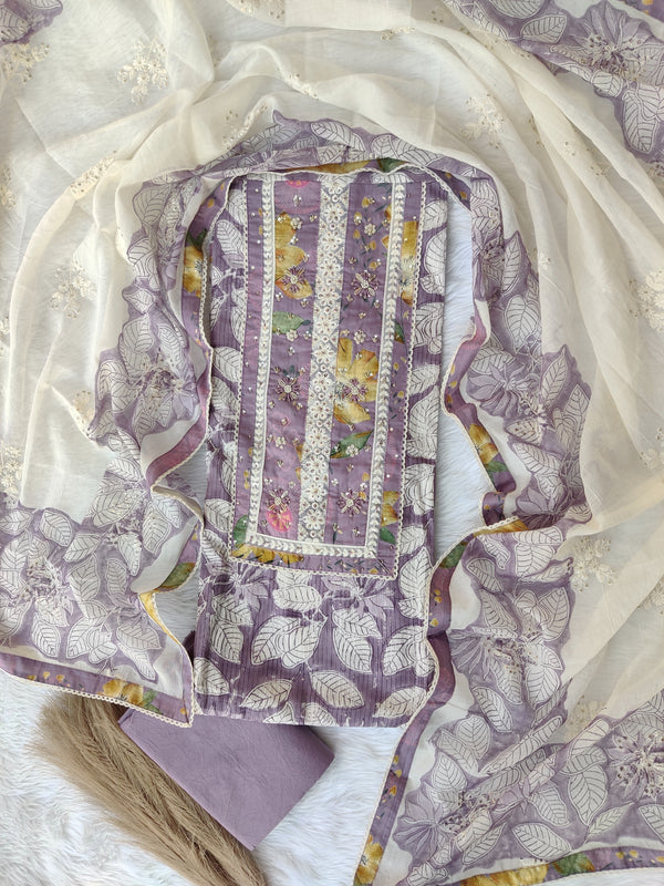 NEW LAUNCH            Exclusive Hand Block Printed Cotton Neck Work Suits with Embroidery mulmul Dupatta