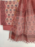 (VANASPATI) Block Printed Cotton Suit with Cotton Kota Doria dupattaa