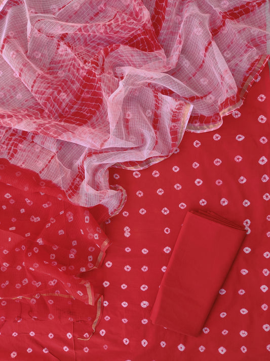 (BANDHEJ) Cotton Suit with Cotton Kota Doria dupatta