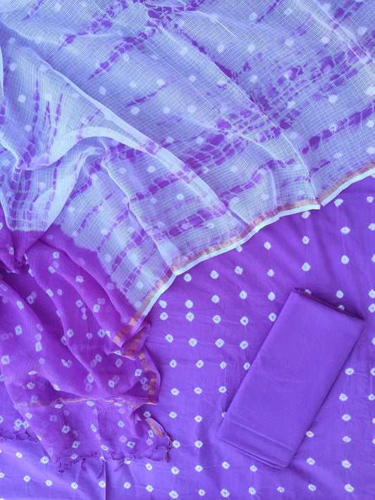 (BANDHEJ) Cotton Suit with Cotton Kota Doria dupatta