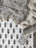 Hand Block Printed Cotton Suit with Cotton Kota Doria dupatta5