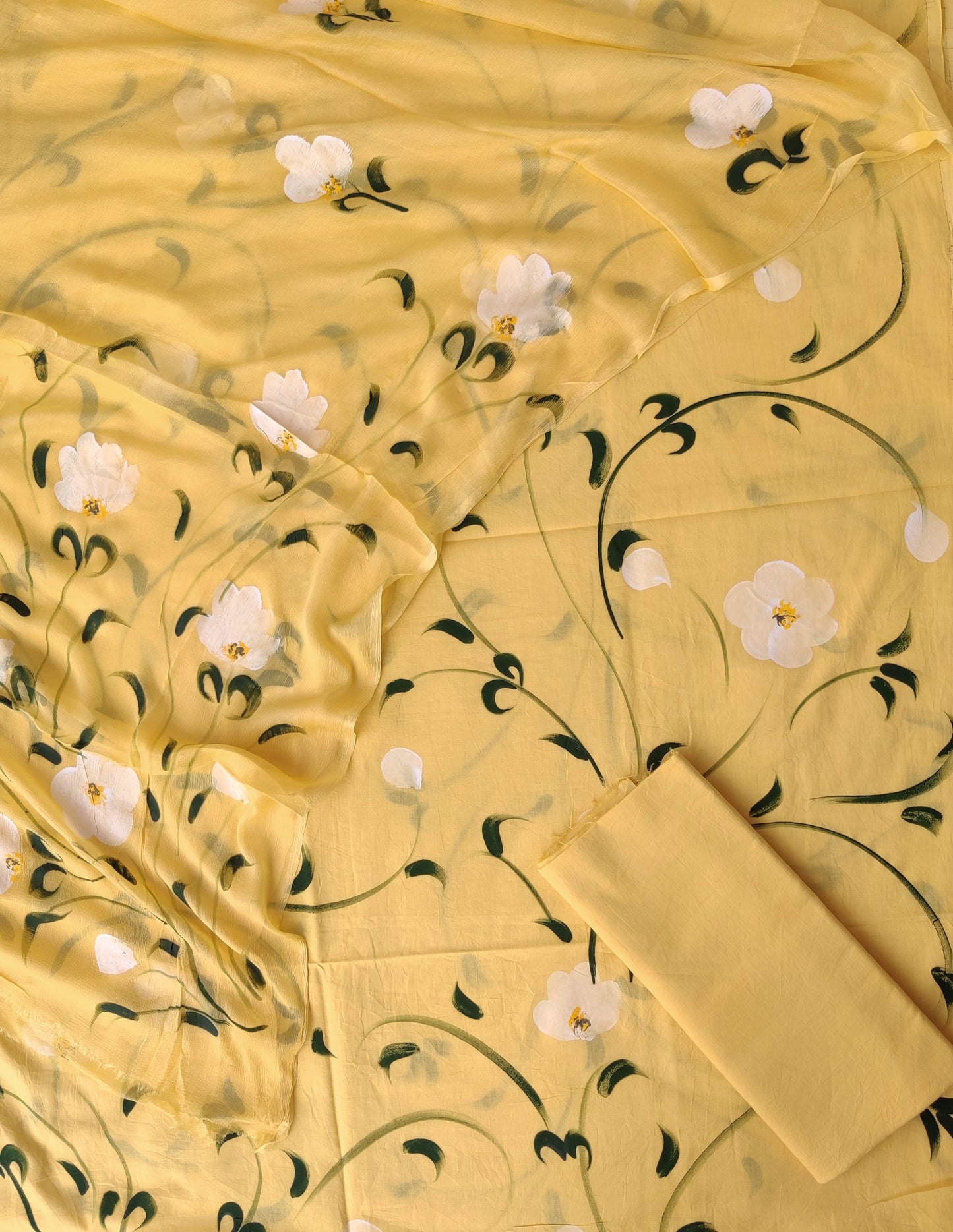 HAND PAINTED COTTON SUIT WITH PURE CHIFFON DUPATTA6