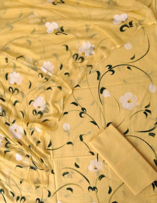 HAND PAINTED COTTON SUIT WITH PURE CHIFFON DUPATTA6