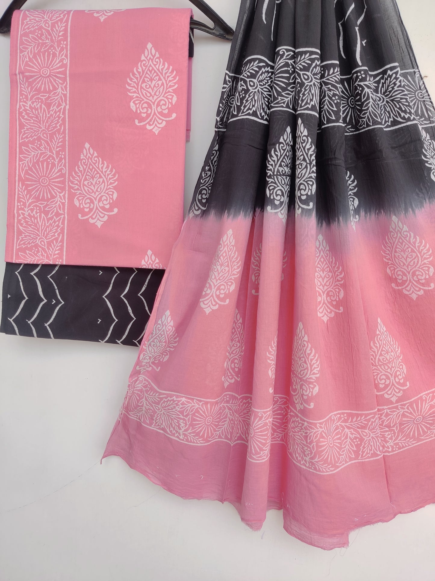 Block Printed Cotton Suit with Mulmul dupatta1