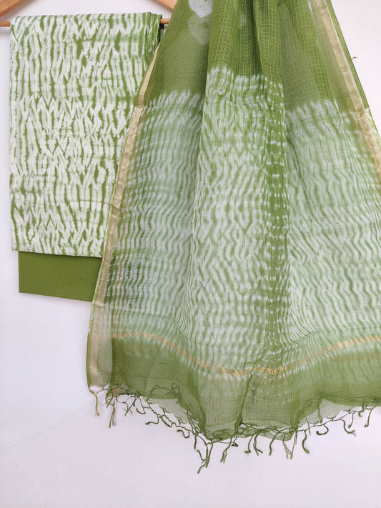 (SHIBORI) Cotton Suit with Cotton Kota Doria dupatta
