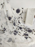 HAND PAINTED COTTON SUIT WITH PURE CHIFFON DUPATTA