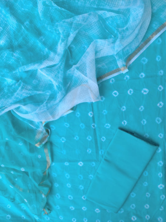 (BANDHEJ) Cotton Suit with Cotton Kota Doria dupatta