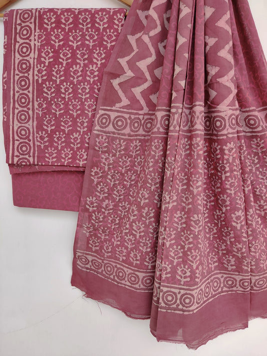 (DABU) Hand Printed Cotton Suit With Mulmul Cotton Dupatta3