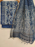 (DABU) Hand Block Printed Cotton Suit with Cotton Kota Doria dupattaa