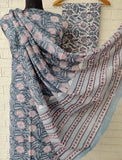 Hand Block Printed Cotton Suit With Mulmul Cotton Dupatta
