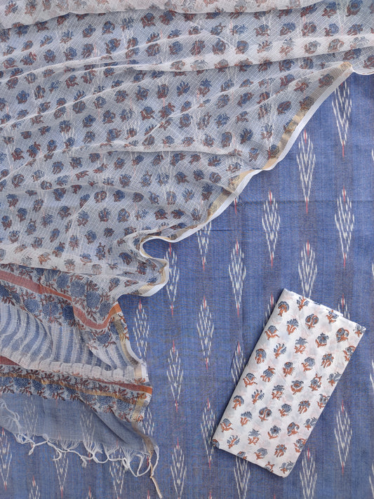 Handloom Weaved Ikat Suit with Kota Doria Dupatta