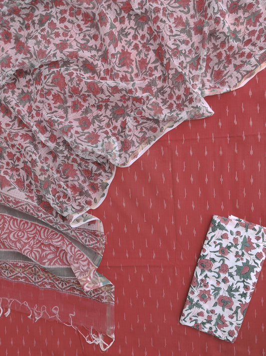 Handloom Weaved Ikat Suit with Kota Doria Dupatta