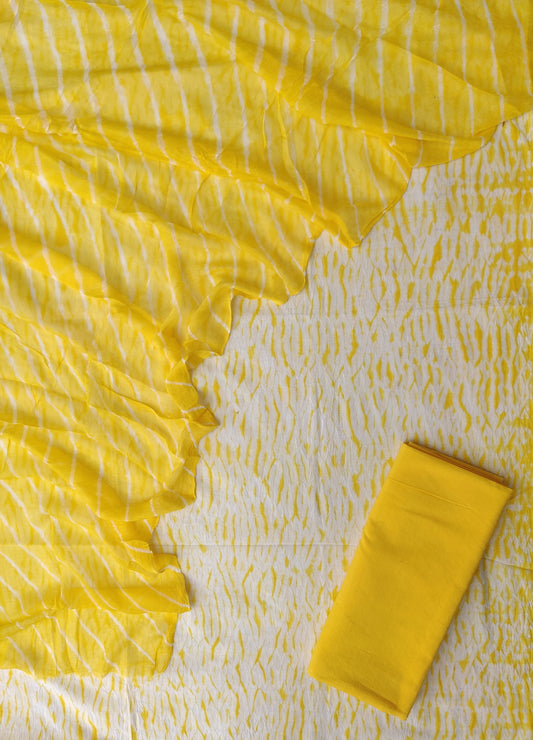 SHIBORI COTTON SUIT WITH PURE CHIFFON DUPATTA