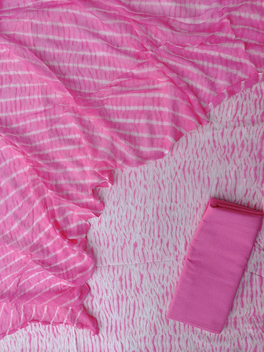 SHIBORI COTTON SUIT WITH PURE CHIFFON DUPATTA