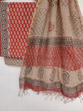 (KALAMKARI) Hand Block Printed Cotton Suit with Cotton Kota Doria dupatta6.