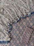 AJRAKH Printed Cotton Suit with Cotton Kota Doria dupatta