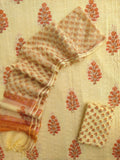 Hand Block Printed Cotton Schiffli Suit with Kota Doria Dupatta