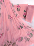 HAND PAINTED COTTON SUIT WITH PURE CHIFFON DUPATTA