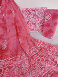 BATIK PRINTED COTTON SUIT WITH PURE CHIFFON DUPATTA