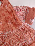 BATIK PRINTED COTTON SUIT WITH PURE CHIFFON DUPATTA