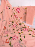 HAND PAINTED COTTON SUIT WITH PURE CHIFFON DUPATTA