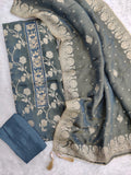 NEW LAUNCH                                    ELEGANT SHIMMER JACQUARD SILK GOTA PATTI SUIT SET WITH SHIMMER JACQUARD DUPATTA