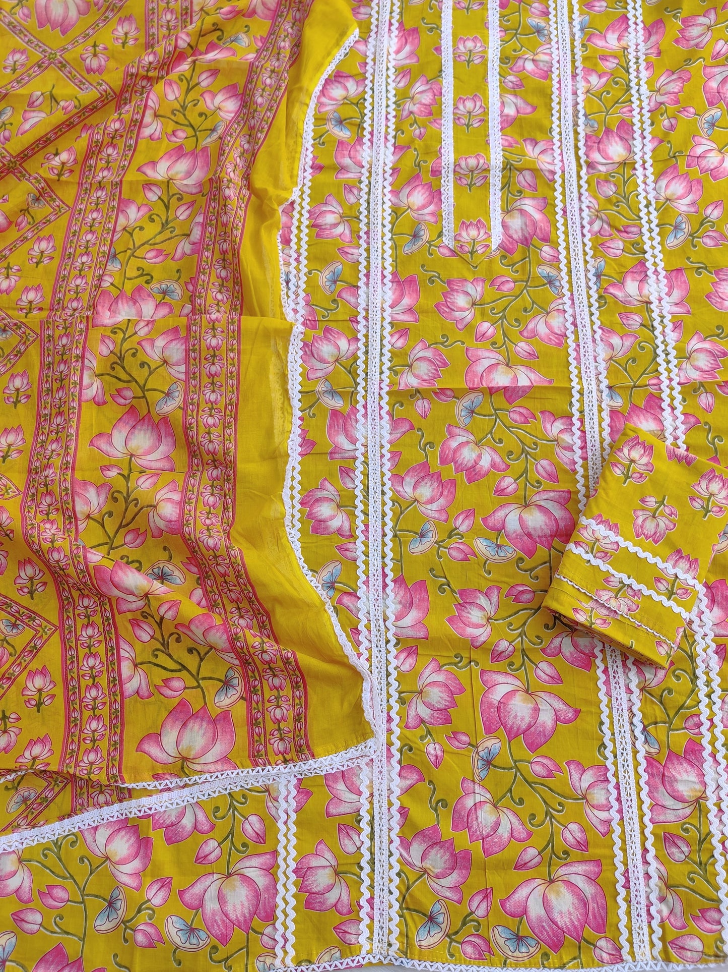 Exclusive Cotton Printed Neck Work Suits with mulmul dupatta1