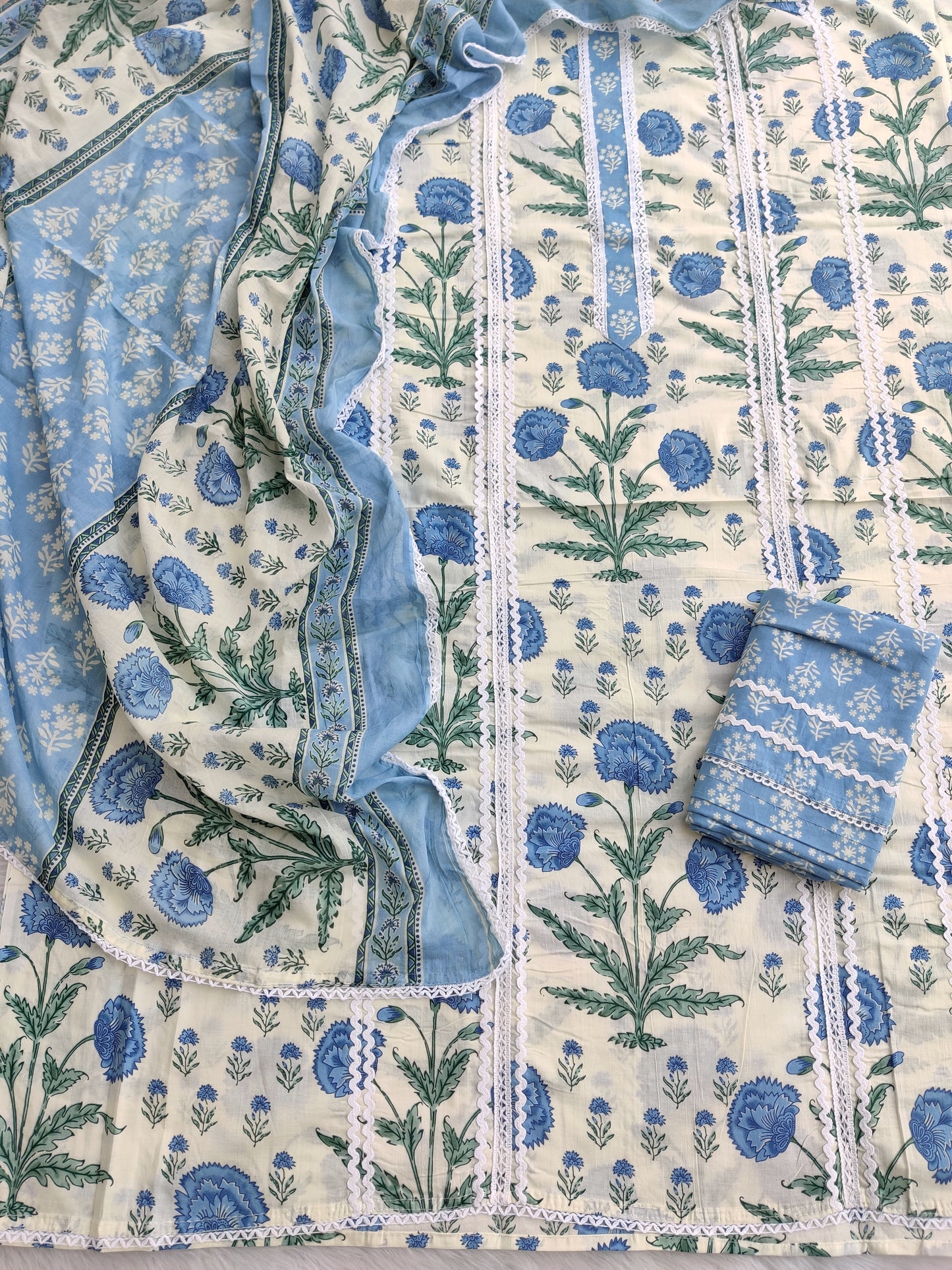 Exclusive Cotton Printed Neck Work Suits with mulmul dupatta1