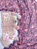 Exclusive Cotton Printed Neck Work Suits with mulmul dupatta1