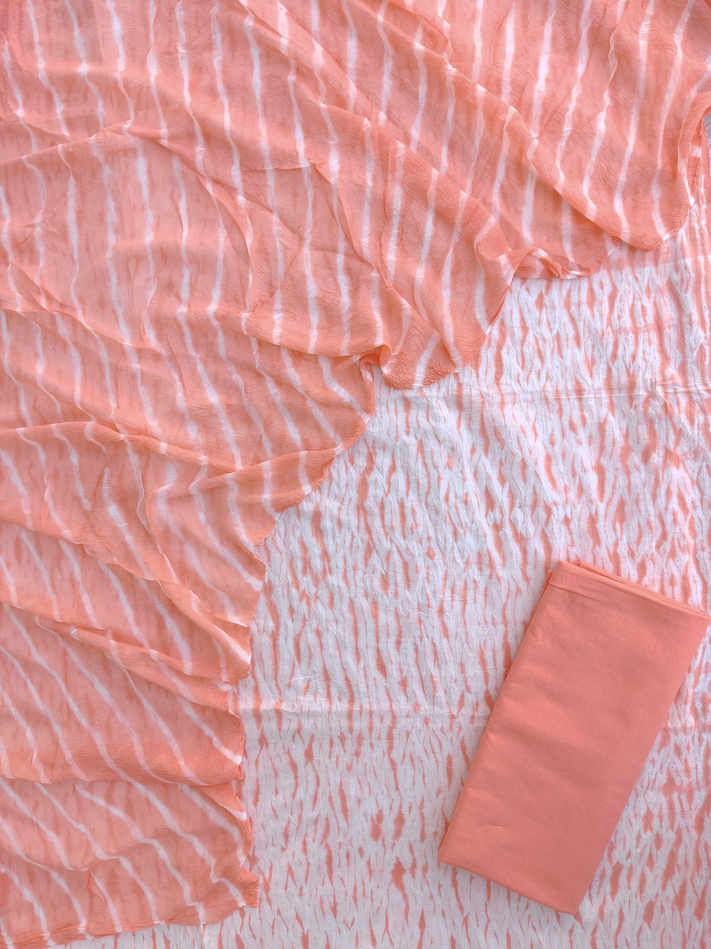 SHIBORI COTTON SUIT WITH PURE CHIFFON DUPATTA
