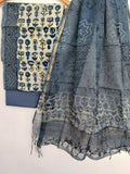 (VANASPATI) Block Printed Cotton Suit with Cotton Kota Doria dupattaa