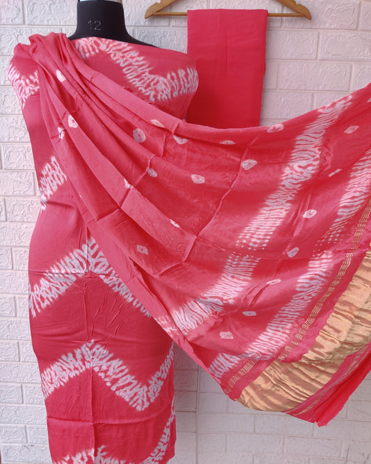 Shibori Modal Silk Suit with Modal Silk Lagdi Patta Dupatta