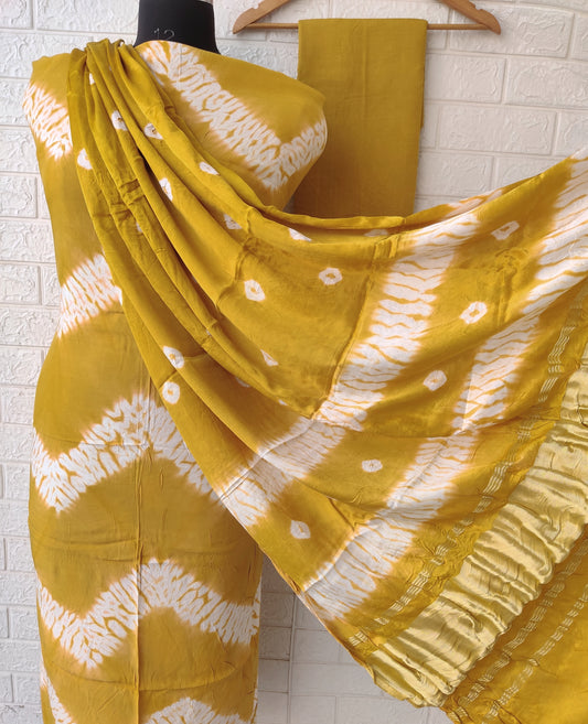 Shibori Modal Silk Suit with Modal Silk Lagdi Patta Dupatta