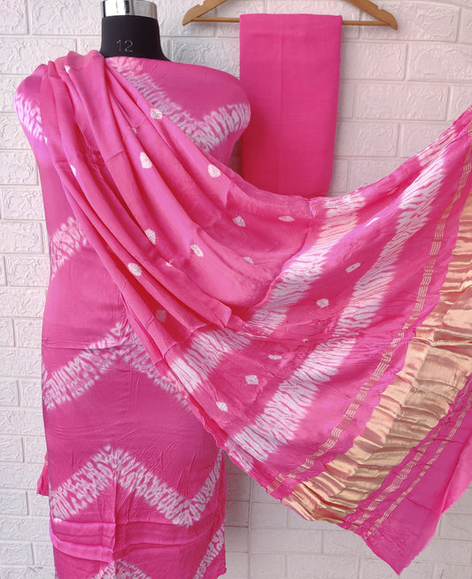 Shibori Modal Silk Suit with Modal Silk Lagdi Patta Dupatta